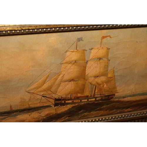 875 - Marine School Pair of Sailing Boats Each Approximately 24 Inches Wide x 12 Inches High Contained Wit... 