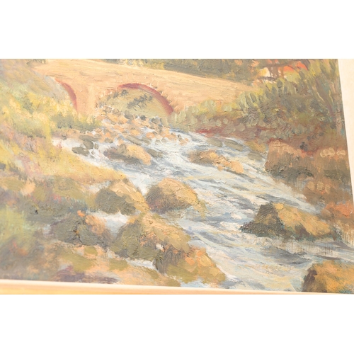 877 - River Scene with Trees Beyond Oil on Board Signed Indistinctly Lower Left Approximately 14 Inches Hi... 