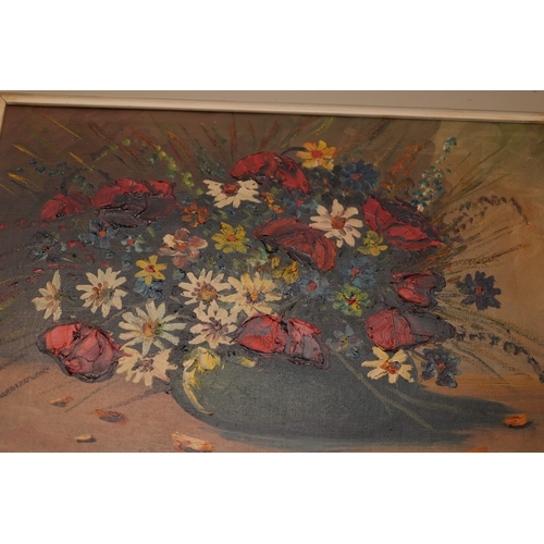 878 - Still Life Spring Blossoms Oil on Canvas Approximately 10 Inches High x 14 Inches Wide Signed Lower ... 