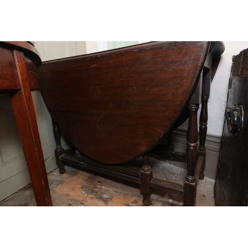 895 - Edwardian Oak Drop Leaf Refectory Table Approximately 34 Inches Wide Leafs Extended Approximately 50... 