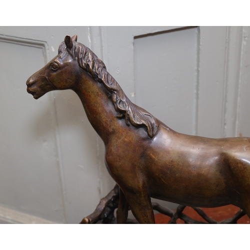 897 - Bronze Sculpture Mare in Paddock Signed Indistinctly Approximately 16 Inches Wide x 12 Inches High