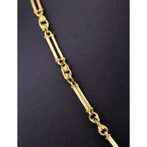 91 - Rolled Gold T-Bar Watch Chain Necklace with Compass Pendant 40cm Long