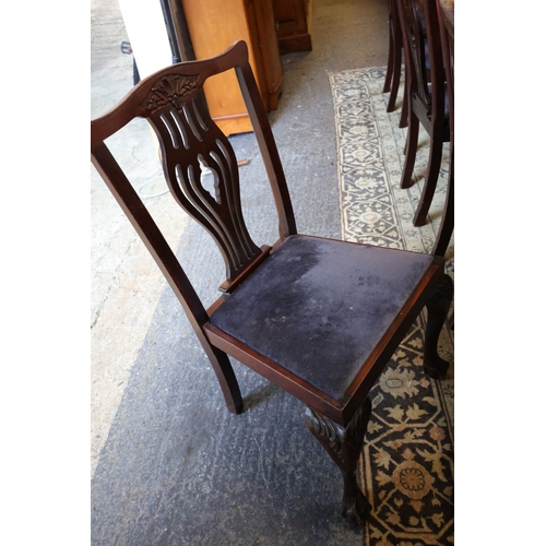 912 - Set of Twelve with One Extra Irish Chippendale Mahogany Dinning Room Chairs Upholstered Seats Above ... 