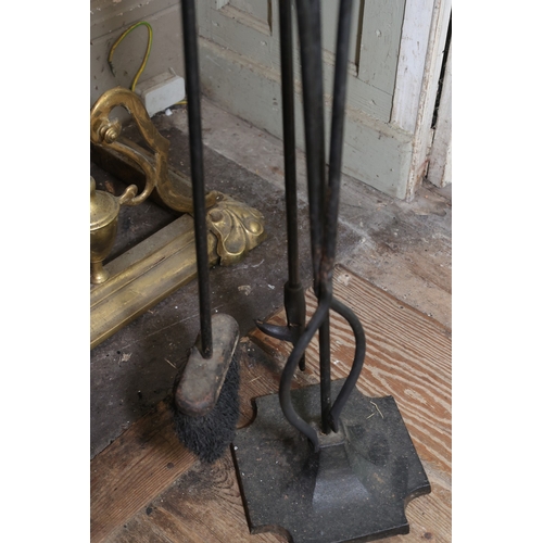 915 - Cast Iron Fire Set Integral Stand Stand Approximately 26 Inches High