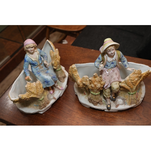 916 - Pair of Rosenthal Fine Continental Porcelain Table Figures with Integral Bowls Each Approximately 11... 