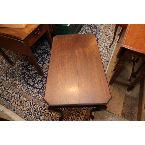 918 - Edwardian Mahogany Rectangular Form Side Table Shaped Supports Approximately 32 Inches Wide x 29 Inc... 