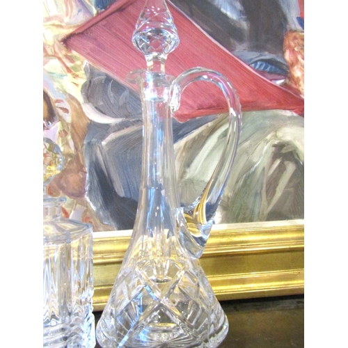 928 - Two Irish Cut Crystal Decanters with Original Stoppers Tallest Approximately 16 Inches High