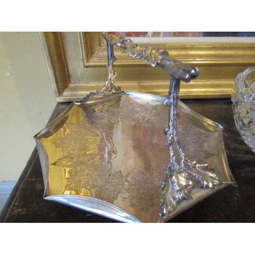 931 - Edwardian Silver Plated Table Top Fruit Dish and Fruit Bowl Approximately 9 Inches Diameter 2 Pieces... 