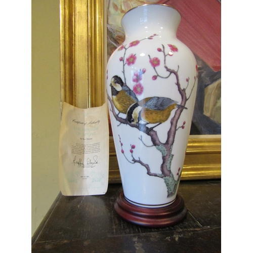 932 - Japanese Finely Detailed Porcelain Vase Shaped Form with Certificate Good Original Condition with Ha... 