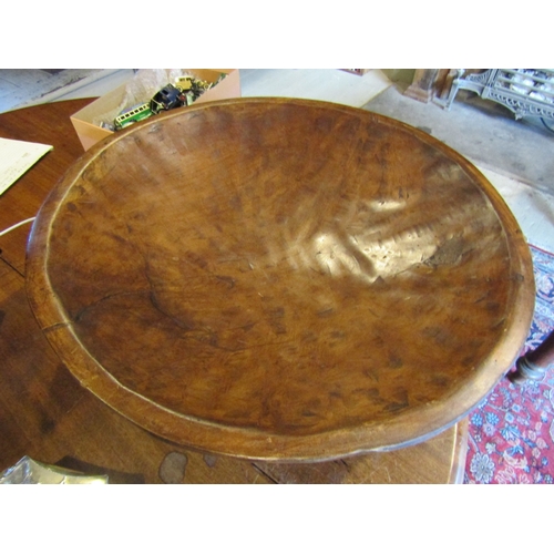 934 - Imposing Irish Carved Walnut Table Top Dish Hand Hewn Approximately 22 Inches Diameter