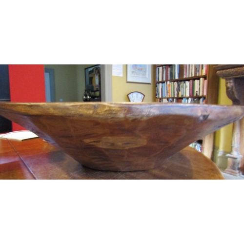 934 - Imposing Irish Carved Walnut Table Top Dish Hand Hewn Approximately 22 Inches Diameter