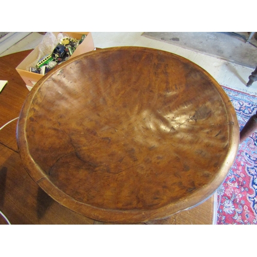 934 - Imposing Irish Carved Walnut Table Top Dish Hand Hewn Approximately 22 Inches Diameter