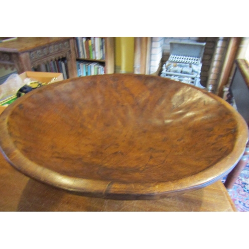 934 - Imposing Irish Carved Walnut Table Top Dish Hand Hewn Approximately 22 Inches Diameter