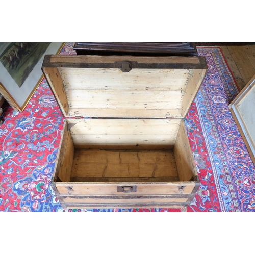 960 - Old Travelling Trunk Dome Top with Clasp Approximately 34 Inches Wide x 22 Inches High