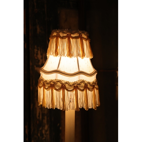 963 - Pair of Electric Lamps Turned Form Tasselled Shades Each Working Order Each Approximately 28 Inches ... 