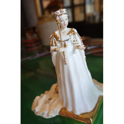 971 - Royal Doulton Queen Elizabeth II Limited Edition Fine Porcelain Figure with Original Sceptre and Cro... 