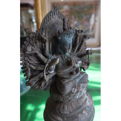 988 - Eastern Bronze Temple Deity Seated Lotus Position Approximately 10 Inches High