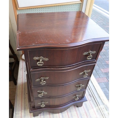 994 - Mahogany Four Drawer Serpentine Front Neat Form Side Chest Approximately 14 Inches Wide x 28 Inches ... 