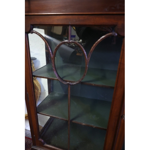 999 - Edwardian Mahogany Twin Door Glazed Display Cabinet Chippendale Carved Supports Good Original Condit... 