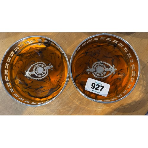 927 - Pair of Silver Plated Wine Bottle Table Coasters Attractively Detailed Each Approximately 4 Inches D... 