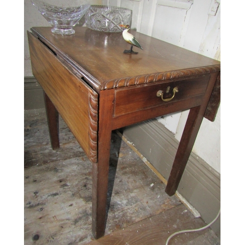 George III Chippendale Single Drawer Drop Leaf Pembroke Table Chamfered Supports