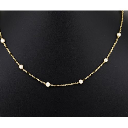 9 Carat Yellow Gold Pearl Set Necklace 40cm Long