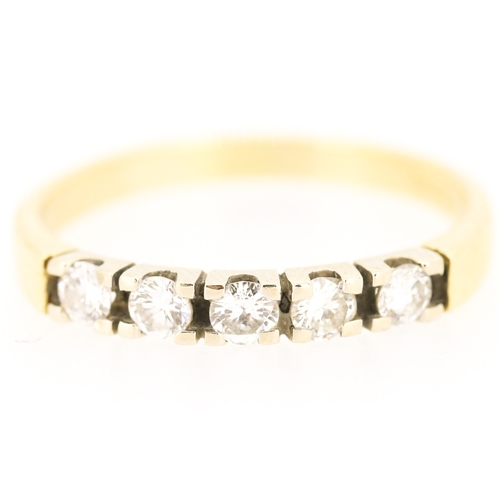 Altintas Diamond Five Stone Set Ring Mounted in 14 Carat Yellow Gold Ring Size S