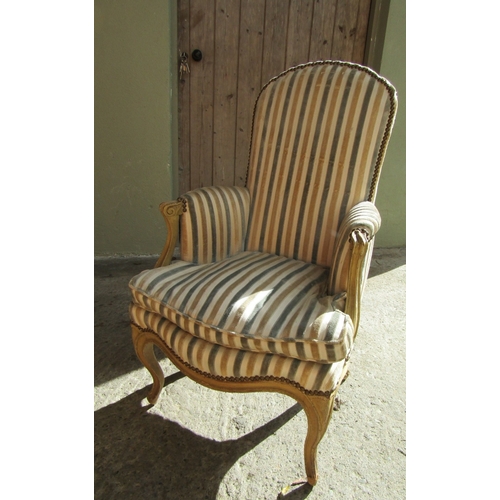 French Upholstered Armchair Elegant Form Cabriole Supports