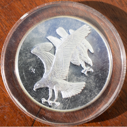 Silver Plaque Depicting Landing Osprys