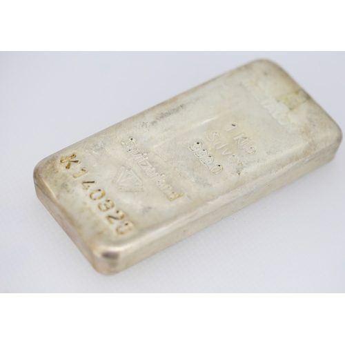 Fine 999.0 Silver 1 Kilo Bar by Metalor Switzerland