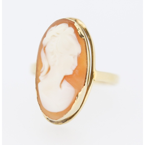 Cameo Set Ring Mounted in 9 Carat Yellow Gold Ring Size R