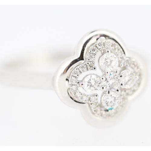 Finely Detailed Diamond Set Cluster Ring Mounted in 18 Carat White Gold Ring Size M