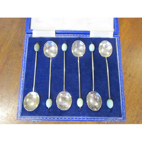 Set of Six Antique Silver Coffee Spoons in Presentation Case