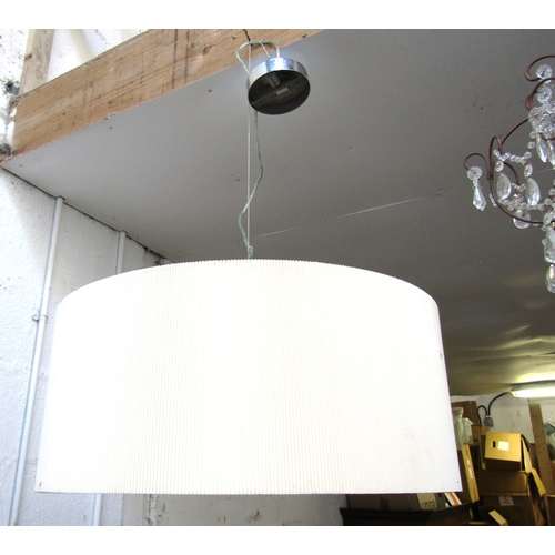 Modern Designer Ceiling Light Circular Form with Pleated Shade Approximately 22 Inches Diameter Electrified Working Order