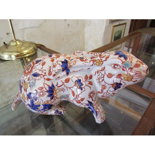 470 - Oriental Porcelain Figure of Rabbit Signed with Characters to Base Approximately 8 Inches Wide