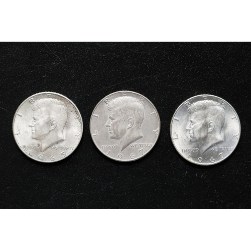 Three Silver Half Dollar Coins