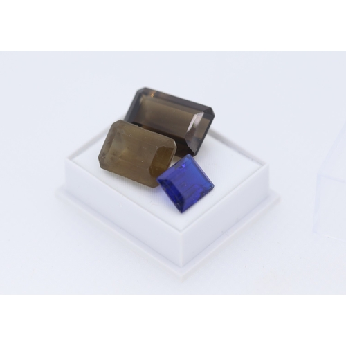 123 - Three Gemstones Including Smoky Quartz