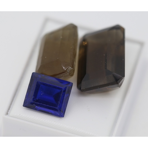 123 - Three Gemstones Including Smoky Quartz