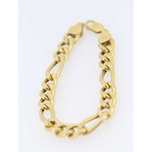 124 - 9 Carat Yellow Gold Figaro Link Bracelet 1cm Width 20cm Long