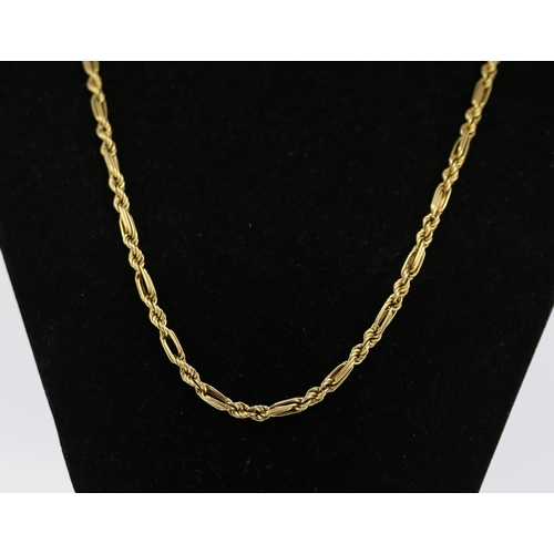 125 - 9 Carat Yellow Gold Figaro Rope Chain Necklace 50cm Long