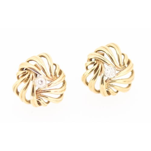 126 - Pair of Finely Detailed Diamond Set Knot Motif Earrings Mounted in 9 Carat Yellow Gold 1.5cm High