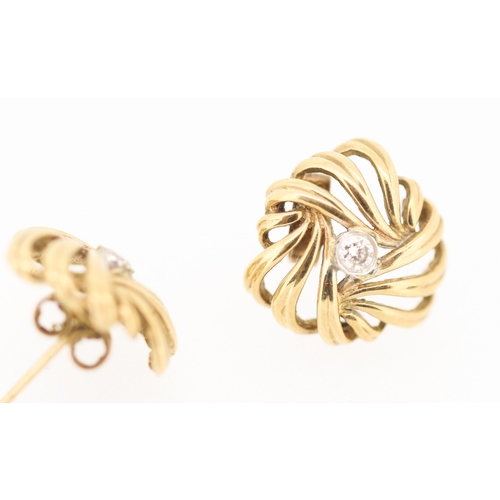 126 - Pair of Finely Detailed Diamond Set Knot Motif Earrings Mounted in 9 Carat Yellow Gold 1.5cm High