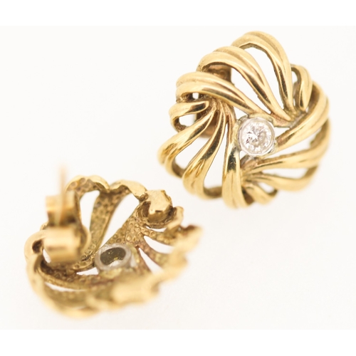 126 - Pair of Finely Detailed Diamond Set Knot Motif Earrings Mounted in 9 Carat Yellow Gold 1.5cm High