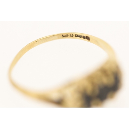127 - Sapphire Three Stone Set Ring with Diamond Set Surround Mounted in 9 Carat Yellow Gold Ring Size N a... 