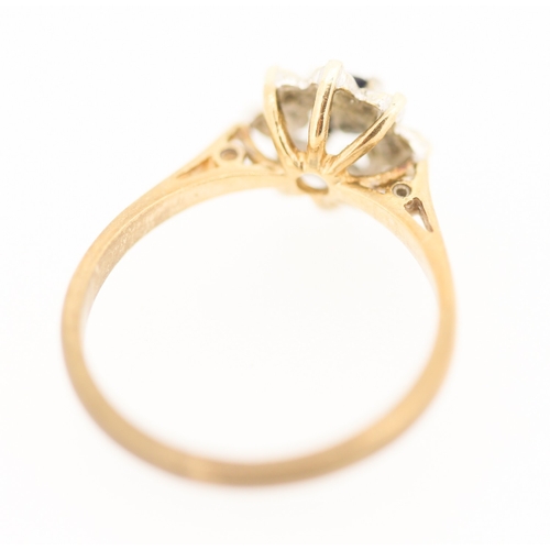 128 - Sapphire and Diamond Set Ladies Daisy Cluster Ring  Mounted in 9 Carat Yellow Gold Ring Size M