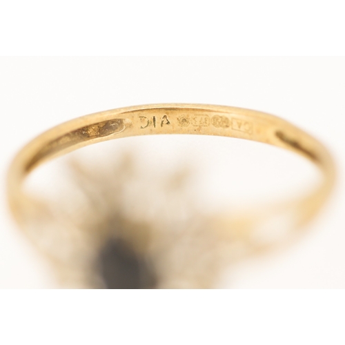 129 - Sapphire and Diamond Set Floral Motif Ring Mounted in 9 Carat Yellow Gold Ring Size L and a Half