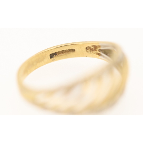 130 - Attractively Detailed Croissant Form Ring with Diamond Insets Mounted in 9 Carat Yellow Gold Ring Si... 