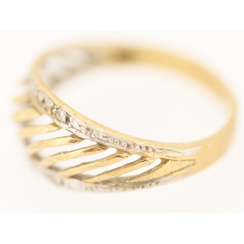 130 - Attractively Detailed Croissant Form Ring with Diamond Insets Mounted in 9 Carat Yellow Gold Ring Si... 