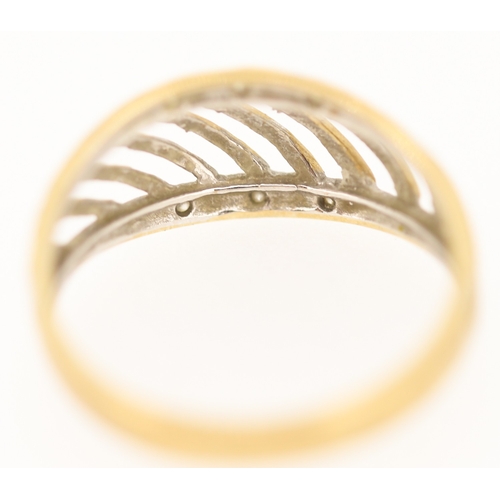 130 - Attractively Detailed Croissant Form Ring with Diamond Insets Mounted in 9 Carat Yellow Gold Ring Si... 