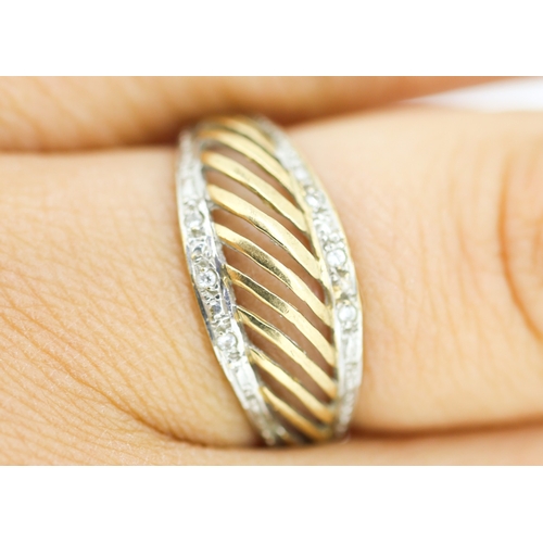 130 - Attractively Detailed Croissant Form Ring with Diamond Insets Mounted in 9 Carat Yellow Gold Ring Si... 